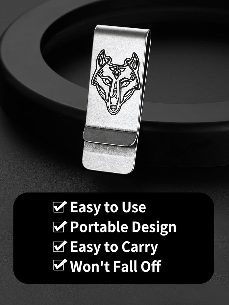 ChainsHouse Stainless Steel Money Clip Slim Wallet Credit Business Card Holder for Men, Wallet Charms Gift for Father Dad Husband - Image 5